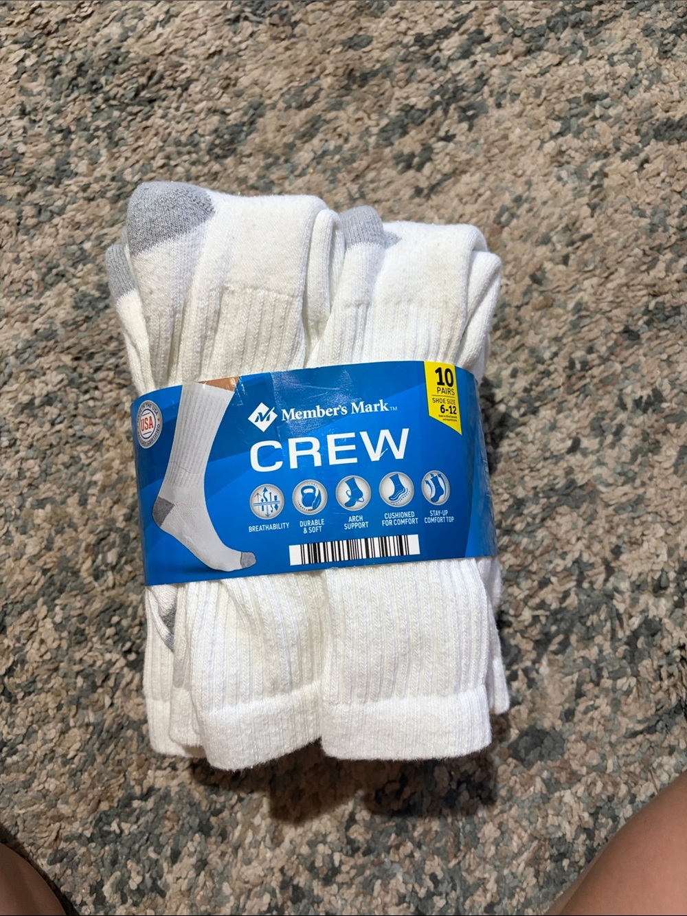 Men's White Crew Socks - 8 Pack